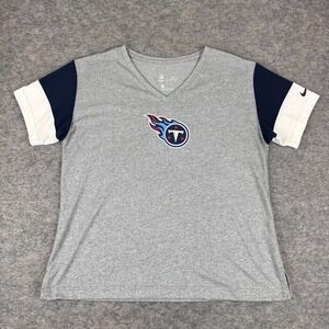 Nike Dri Fit Tennessee Titans T-Shirt V-Neck Gray Womens Large L
